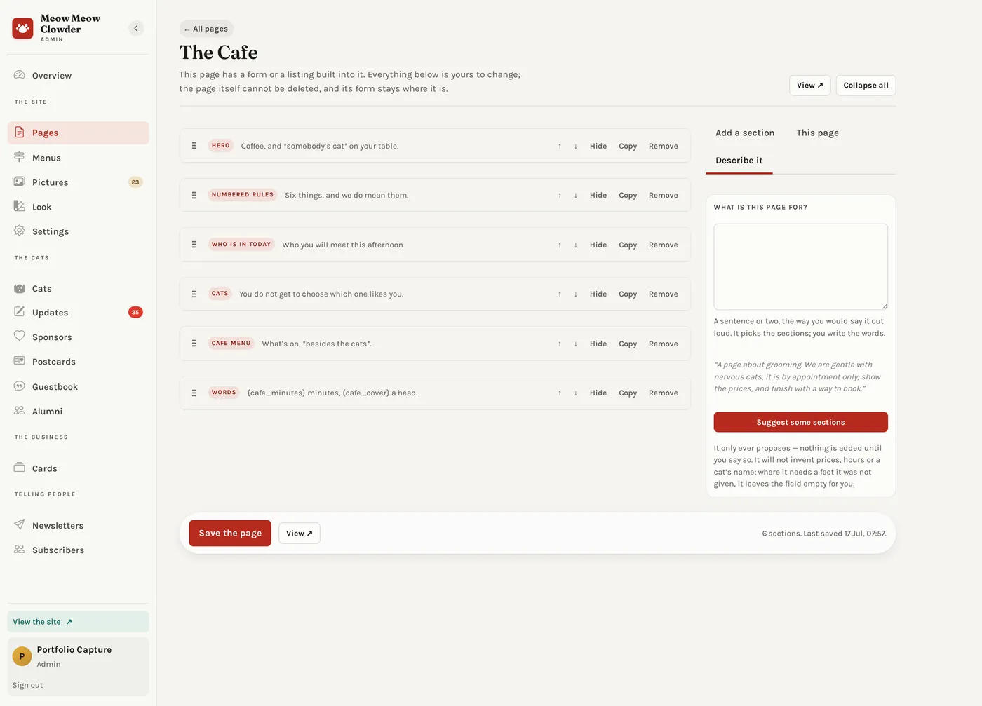 AI page designer proposing a layout