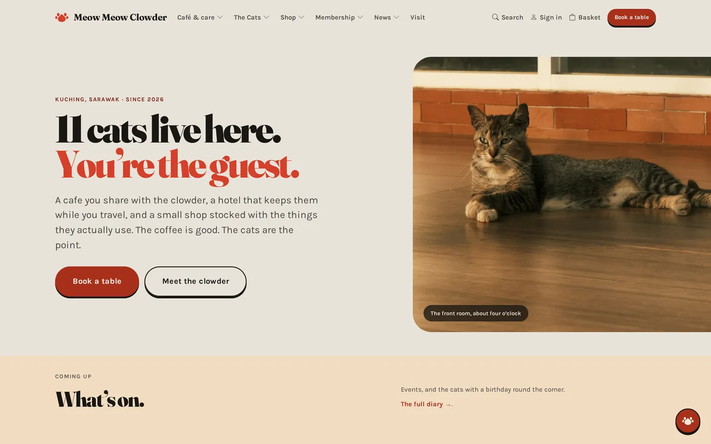 The public cat cafe website